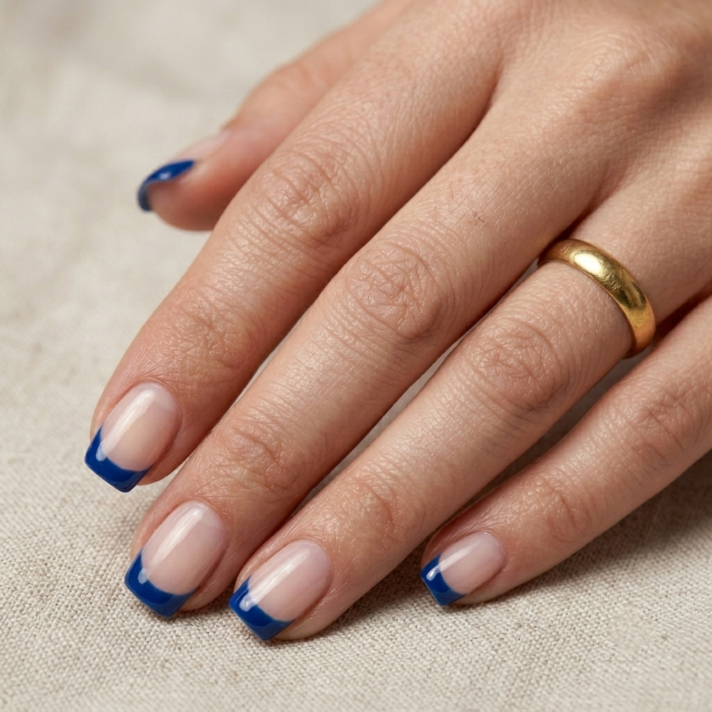 Blue French Press-On Nails