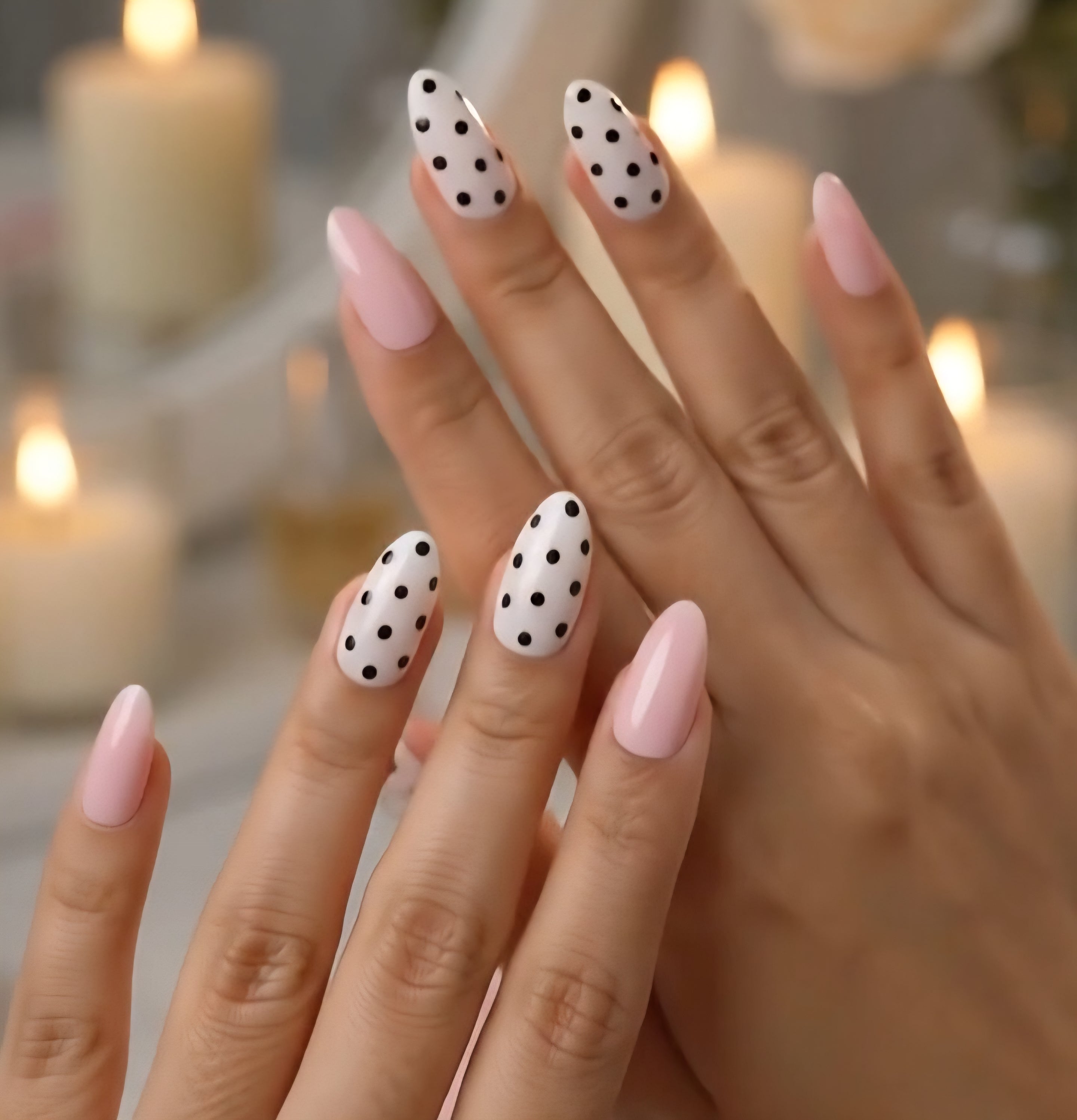 Pink Nails With Polka Dots Design Nail O Lash