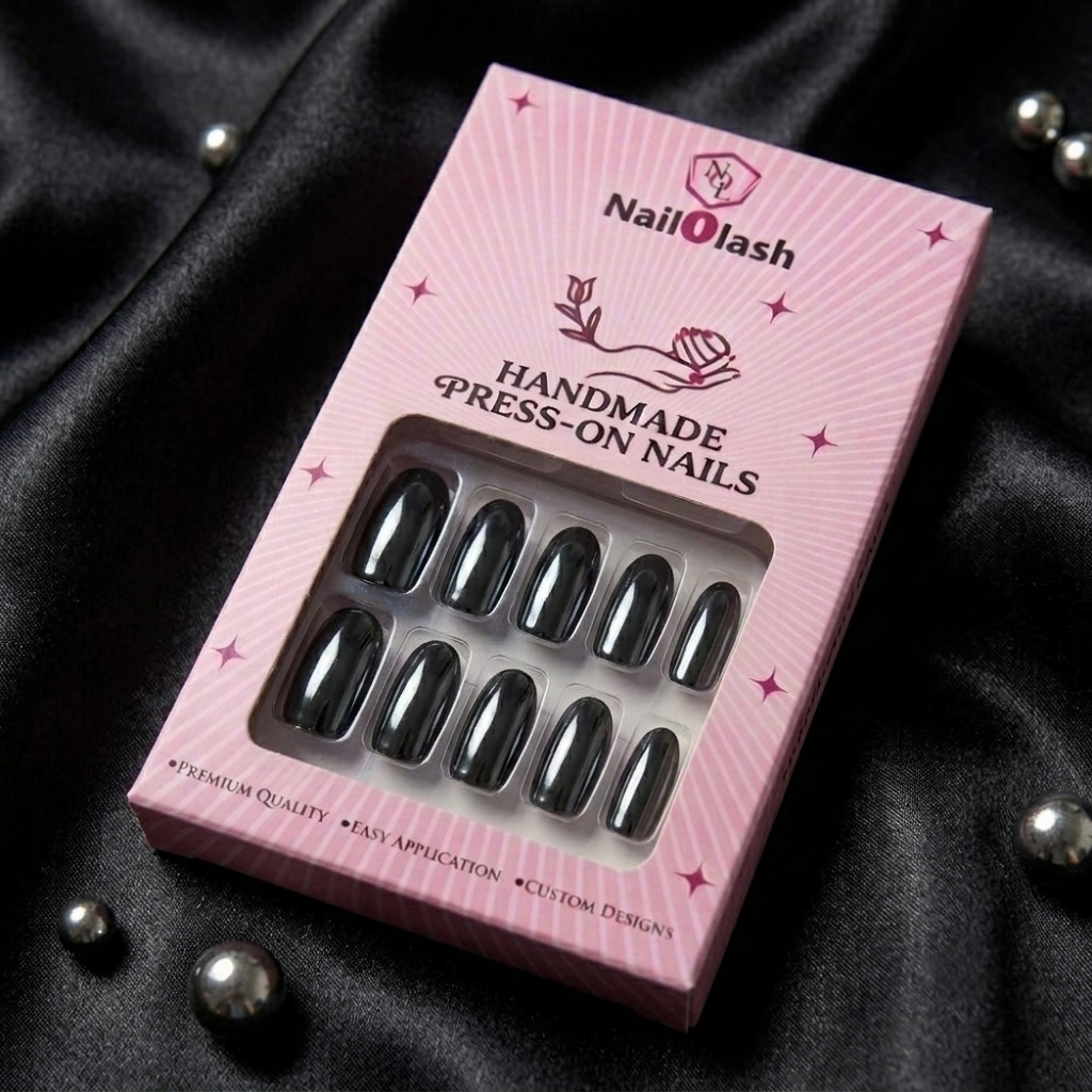 Black Chrome Press-On Nails