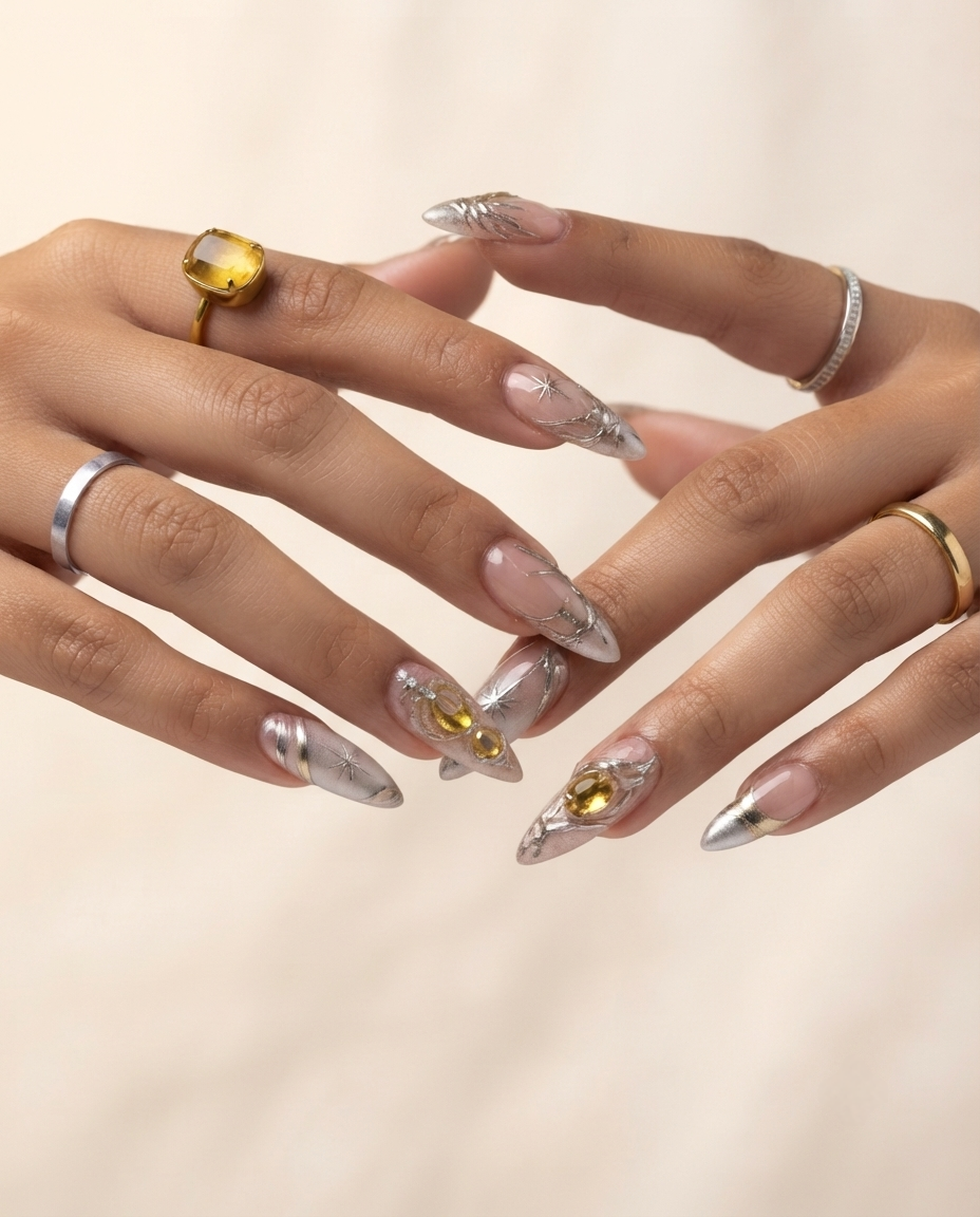 Amber Gemstone Press-On Nails Nail O Lash