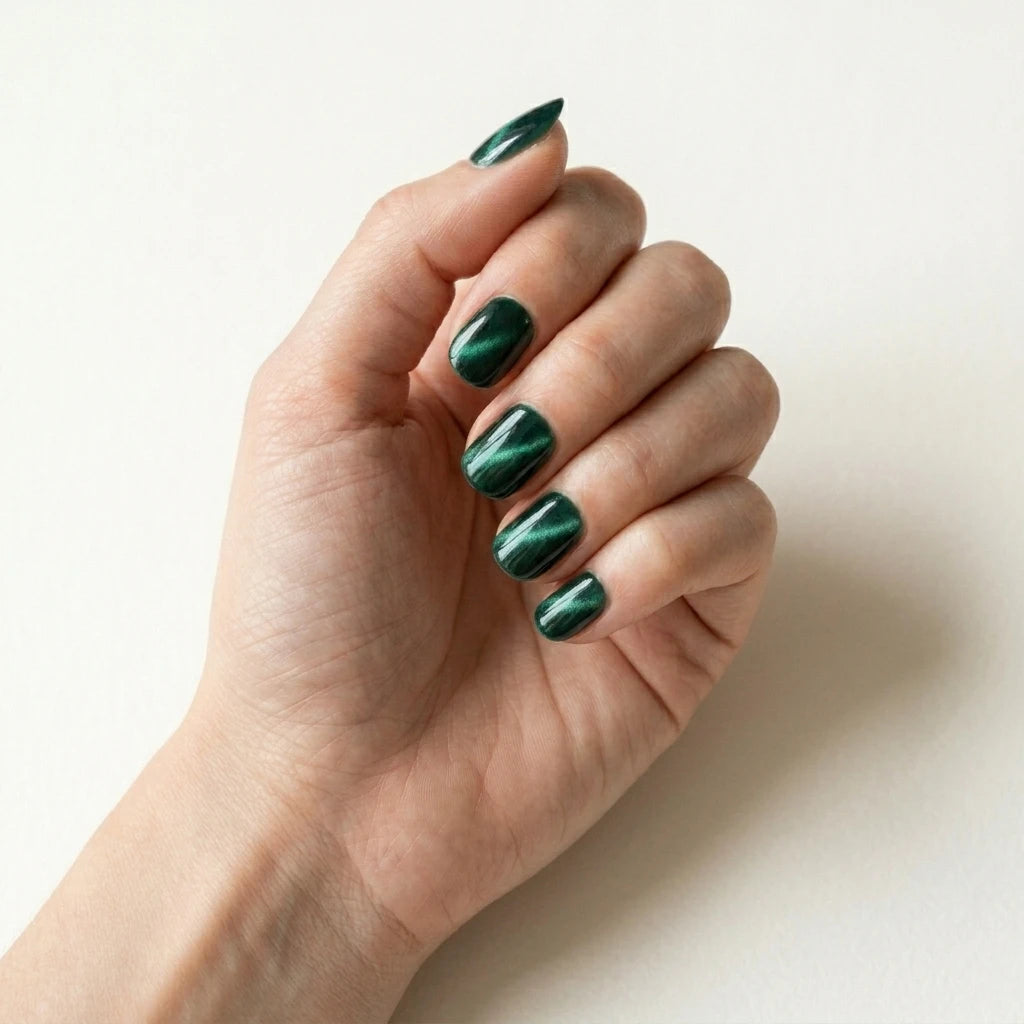 Green Cat Eye Press-Ons Nail O Lash